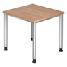 Scrivania regolabile in altezza HILO 8 S con piano effetto noce e gambe argentate di hjh OFFICE PRO