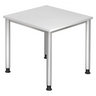 Scrivania regolabile in altezza HILO 8 S con piano bianco e gambe argentate di hjh OFFICE PRO