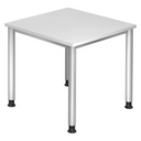 Scrivania regolabile in altezza HILO 8 S con piano bianco e gambe argentate di hjh OFFICE PRO