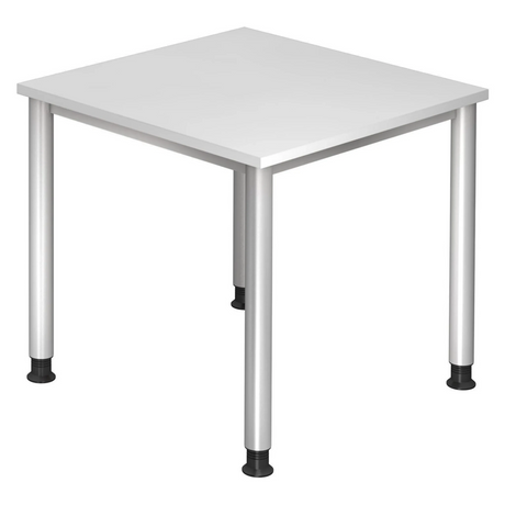 Scrivania regolabile in altezza HILO 8 S con piano bianco e gambe argentate di hjh OFFICE PRO