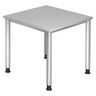 Scrivania grigia HILO 8 S con piano quadrato e quattro gambe rotonde di hjh OFFICE PRO