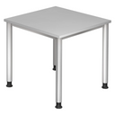 Scrivania grigia HILO 8 S con piano quadrato e quattro gambe rotonde di hjh OFFICE PRO