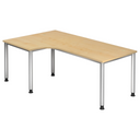 Scrivania a L HILO 82 S in effetto acero con gambe in metallo argento di hjh OFFICE PRO