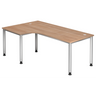 Scrivania a L HILO 82 S in effetto noce con gambe argentate di hjh OFFICE PRO