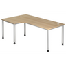 Scrivania a L HILO 82 S effetto rovere con gambe argentate di hjh OFFICE PRO