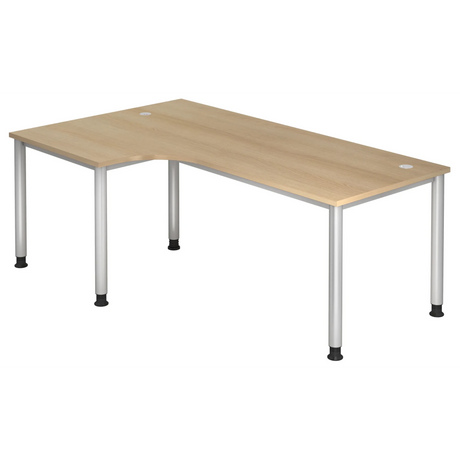 Scrivania a L HILO 82 S effetto rovere con gambe argentate di hjh OFFICE PRO
