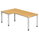 Scrivania a L HILO 82 S in aspetto faggio con gambe argentate di hjh OFFICE PRO