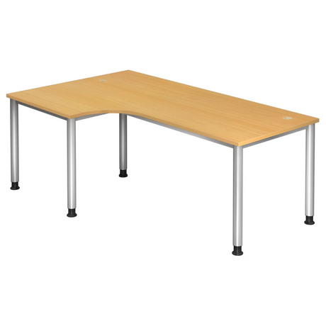 Scrivania a L HILO 82 S in aspetto faggio con gambe argentate di hjh OFFICE PRO