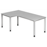 Scrivania grigia a L HILO 82 S con gambe argentate e passacavi di hjh OFFICE PRO