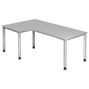 Scrivania grigia a L HILO 82 S con gambe argentate e passacavi di hjh OFFICE PRO