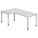 Scrivania a L HILO 82 S in bianco con gambe argentate di hjh OFFICE PRO