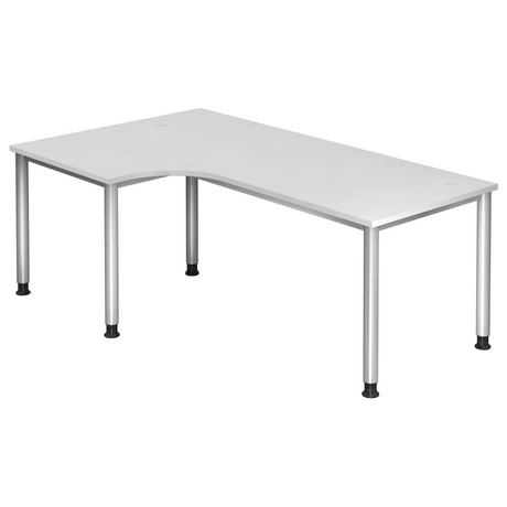 Scrivania a L HILO 82 S in bianco con gambe argentate di hjh OFFICE PRO