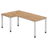 Scrivania a L HILO 82 S in rovere rustico con gambe in metallo argento di hjh OFFICE PRO