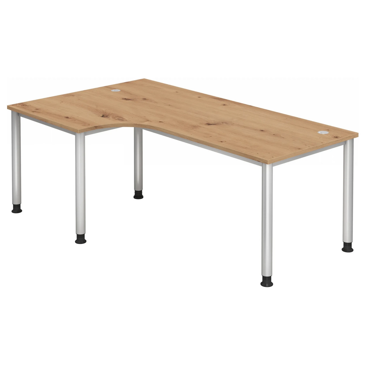 Scrivania a L HILO 82 S in rovere rustico con gambe in metallo argento di hjh OFFICE PRO