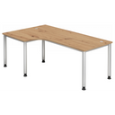 Scrivania a L HILO 82 S in rovere rustico con gambe in metallo argento di hjh OFFICE PRO