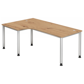 Scrivania a L HILO 82 S in rovere rustico con gambe in metallo argento di hjh OFFICE PRO