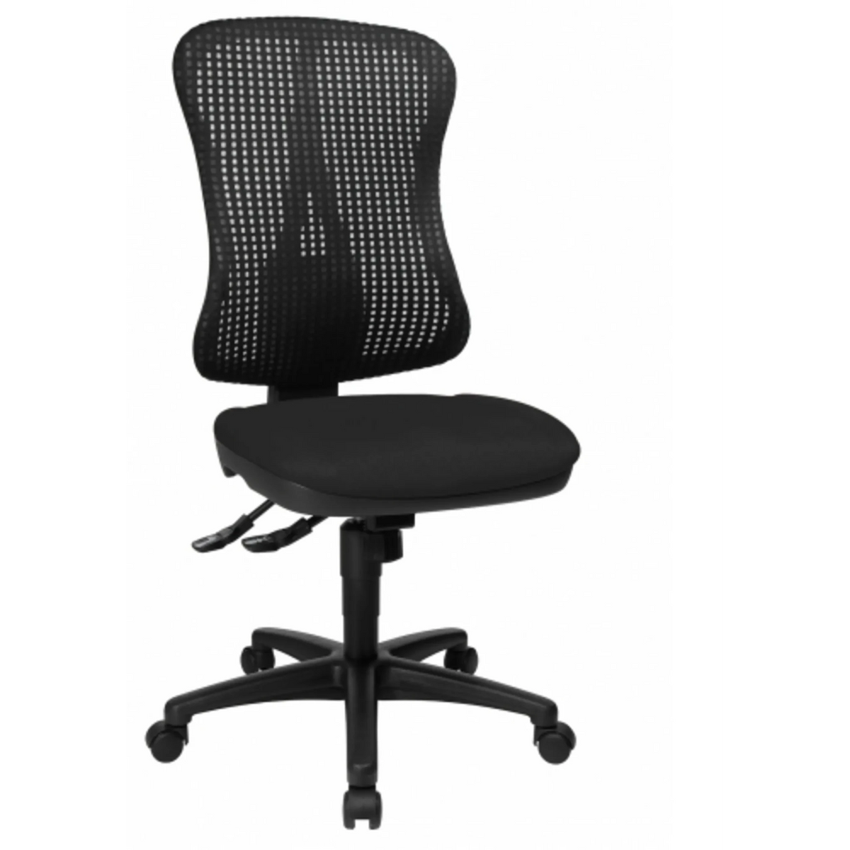 Sedia da ufficio professionale HJH SOLUTION BASIC nera con schienale in rete e base a ruote di Topstar