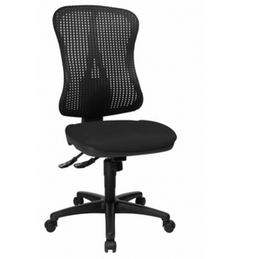 Sedia da ufficio professionale HJH SOLUTION BASIC nera con schienale in rete e base a ruote di Topstar