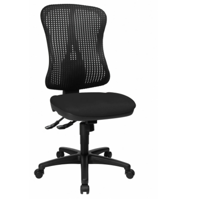 Sedia da ufficio professionale HJH SOLUTION BASIC nera con schienale in rete e base a ruote di Topstar