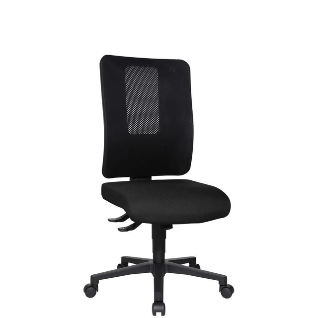 Sedia da ufficio professionale HJH WORK BASIC nera con schienale in rete e base a stella con ruote di Topstar