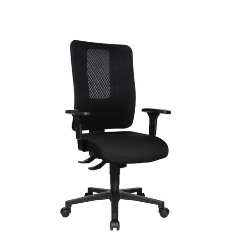 Sedia da ufficio professionale HJH WORK PRO in nero con schienale in rete e braccioli di Topstar