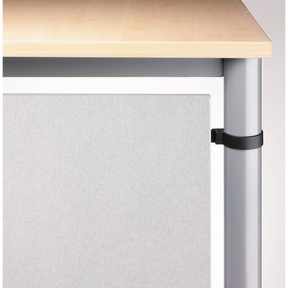 Pannello divisorio HR S in argento con un piano in legno chiaro e un pannello grigio di hjh OFFICE PRO