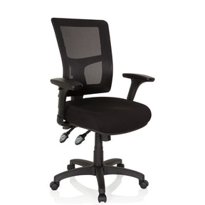 Poltrona professionale IMPACT PRO nera con schienale in rete e braccioli di hjh OFFICE