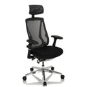 High-end Sedia da ufficio INSPERO in nero con schienale in rete, poggiatesta e base in cromo di hjh OFFICE