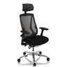 High-end Sedia da ufficio INSPERO in nero con schienale in rete, poggiatesta e base in cromo di hjh OFFICE