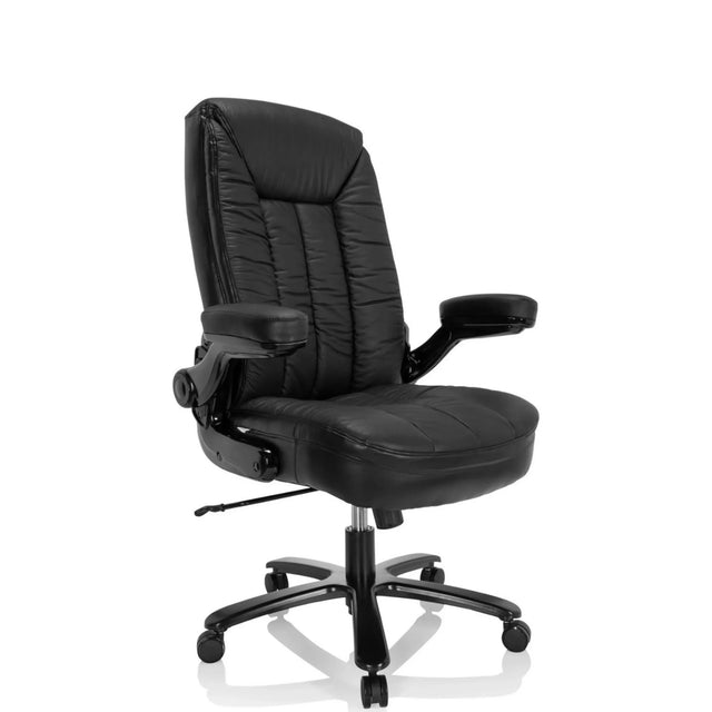Sedia girevole XXL INSTRUCTOR III nera in pelle con imbottitura trapuntata di hjh OFFICE