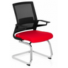 Sedia a sbalzo INVENTOR V con schienale in rete nera, seduta rossa e struttura cromata di hjh OFFICE