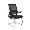 Sedia a sbalzo INVENTOR V PRO nera con schienale in rete, braccioli e struttura a slitta cromata di hjh OFFICE