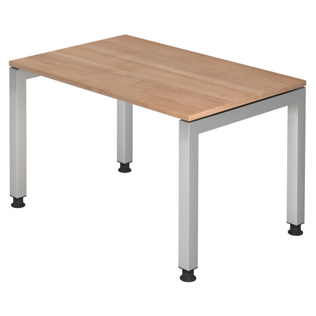 Scrivania regolabile in altezza JAVA 12 S con piano effetto noce e struttura argento di hjh OFFICE PRO