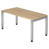 Scrivania regolabile in altezza JAVA 16 S con piano color rovere e struttura argento di hjh OFFICE PRO