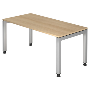 Scrivania regolabile in altezza JAVA 16 S con piano color rovere e struttura argento di hjh OFFICE PRO
