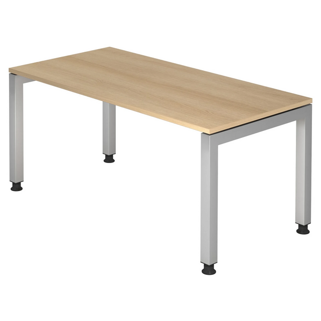 Scrivania regolabile in altezza JAVA 16 S con piano color rovere e struttura argento di hjh OFFICE PRO