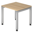 Scrivania regolabile in altezza JAVA 8 S con piano color rovere e struttura argentata di hjh OFFICE PRO