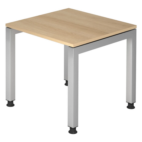 Scrivania regolabile in altezza JAVA 8 S con piano color rovere e struttura argentata di hjh OFFICE PRO