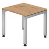 Scrivania regolabile in altezza JAVA 8 S con piano in rovere rustico e struttura argento di hjh OFFICE PRO