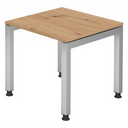 Scrivania regolabile in altezza JAVA 8 S con piano in rovere rustico e struttura argento di hjh OFFICE PRO