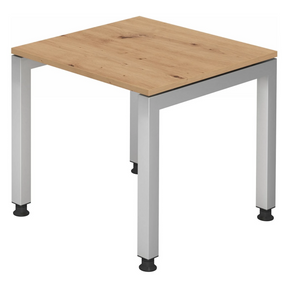 Scrivania regolabile in altezza JAVA 8 S con piano in rovere rustico e struttura argento di hjh OFFICE PRO