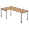 Scrivania regolabile in altezza JAVA 82 S in rovere rustico con piano a L e struttura argentata di hjh OFFICE PRO