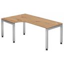Scrivania regolabile in altezza JAVA 82 S in rovere rustico con piano a L e struttura argentata di hjh OFFICE PRO
