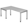 Scrivania grigia a L JAVA 82 S con gambe argentate e passacavi di hjh OFFICE PRO