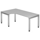 Scrivania grigia a L JAVA 82 S con gambe argentate e passacavi di hjh OFFICE PRO