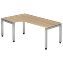 Scrivania a L JAVA 82 S in effetto rovere con gambe in metallo argento di hjh OFFICE PRO