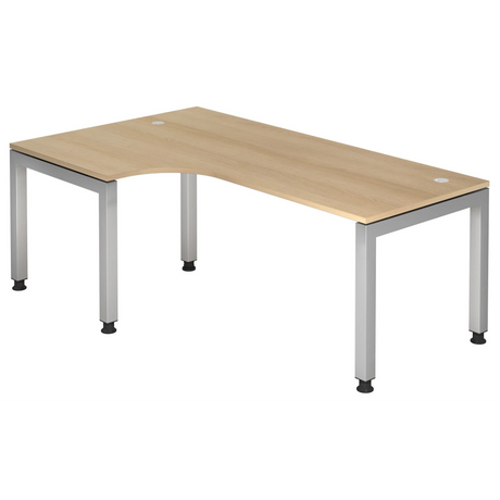 Scrivania a L JAVA 82 S in effetto rovere con gambe in metallo argento di hjh OFFICE PRO