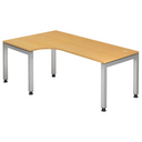 Scrivania a L JAVA 82 S in effetto faggio con gambe in metallo argento di hjh OFFICE PRO