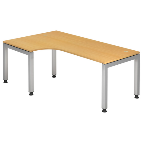 Scrivania a L JAVA 82 S in effetto faggio con gambe in metallo argento di hjh OFFICE PRO