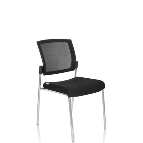 Sedia a quattro gambe K9 V nera con schienale in rete e struttura metallica lucida di hjh OFFICE